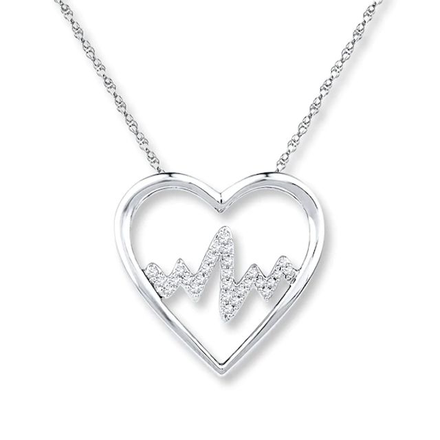 Heartbeat Necklace 1/10 ct tw Diamonds Sterling Silver