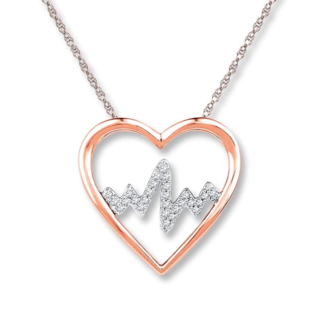 Heartbeat Necklace 1/10 ct tw Diamonds 10K Rose Gold