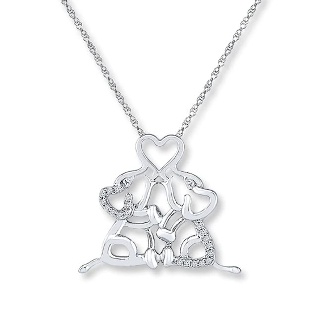 Elephants Necklace 1/15 ct tw Diamonds Sterling Silver