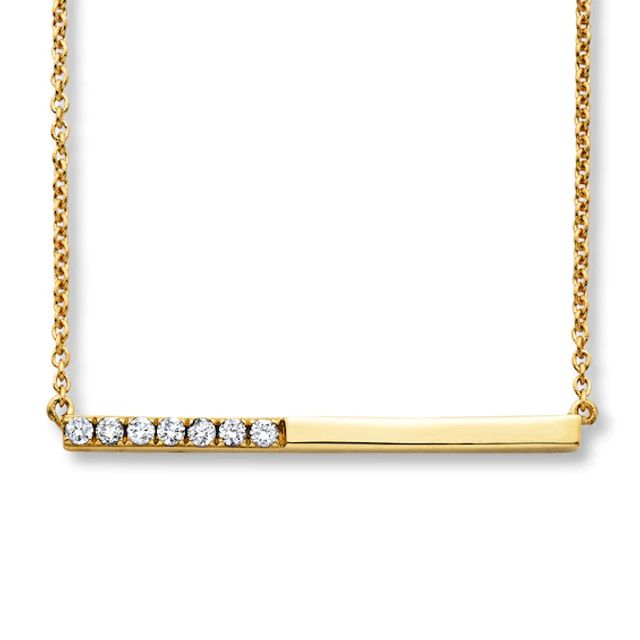 Diamond Bar Necklace 1/10 ct tw Round-cut 10K Yellow Gold