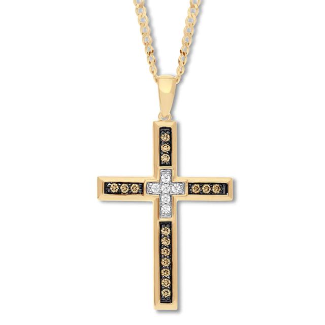 Kay Men's Diamond Cross Necklace 3/8 ct tw 10K Yellow Gold 22"