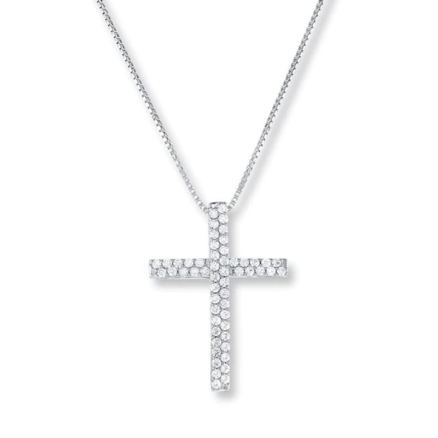 Cross Necklace 1/3 ct tw Diamonds 10K White Gold