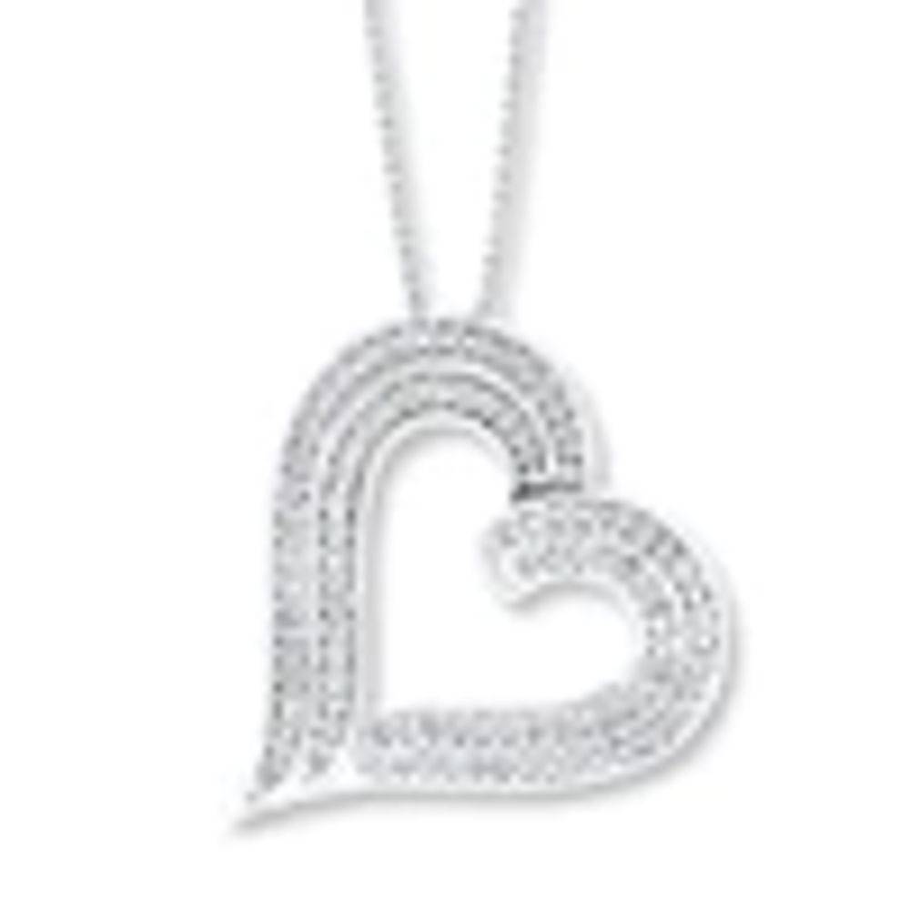 Kay Diamond Heart Necklace 1/4 ct tw Round-cut Sterling Silver 18"