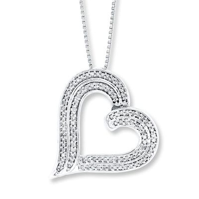 Kay Diamond Heart Necklace 1/4 ct tw Round-cut Sterling Silver 18"