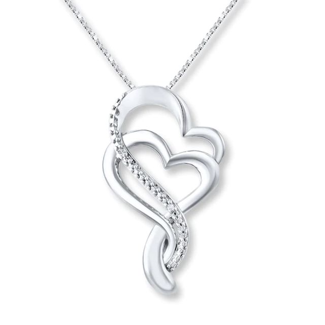 Heart Locket Necklace Diamond Accents Sterling Silver