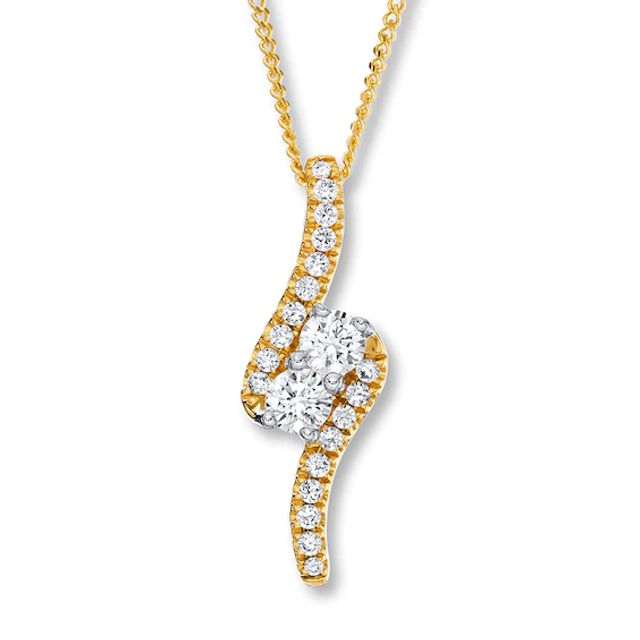 Ever Us Two-Stone Necklace 1/2 ct tw Round-cut Diamonds 14K Yellow Gold 19"