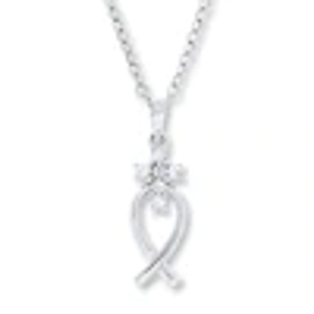 Angel Necklace Diamond Accents Sterling Silver