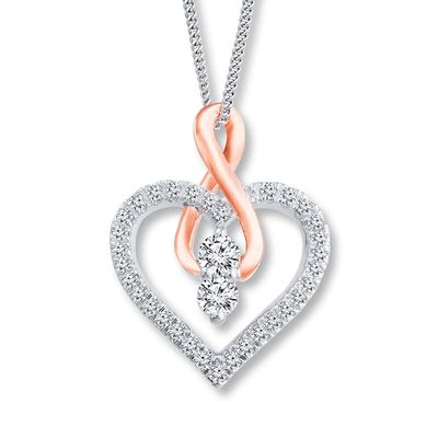 Ever Us Heart Necklace 1/4 ct tw Diamonds 14K Two-Tone Gold 19"