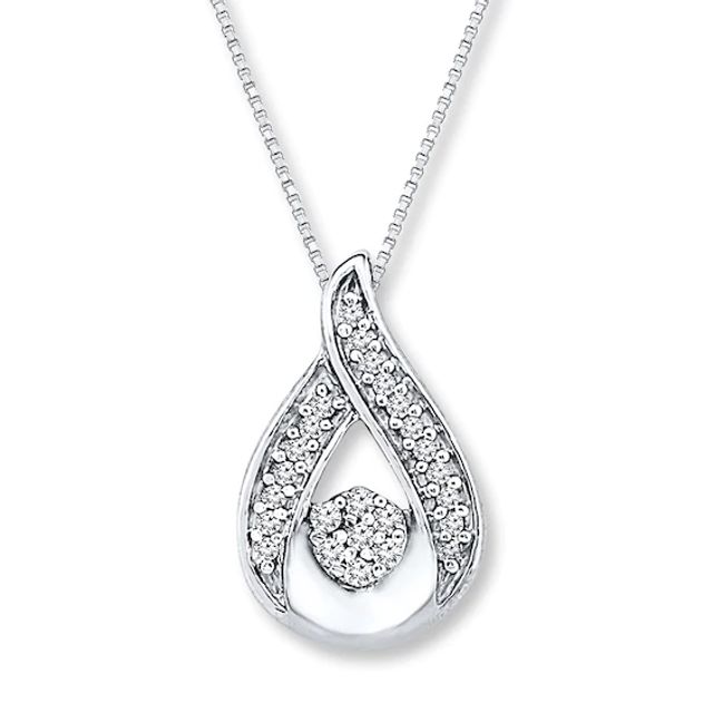 Diamond Necklace 1/20 ct tw Round-cut Sterling Silver 18"