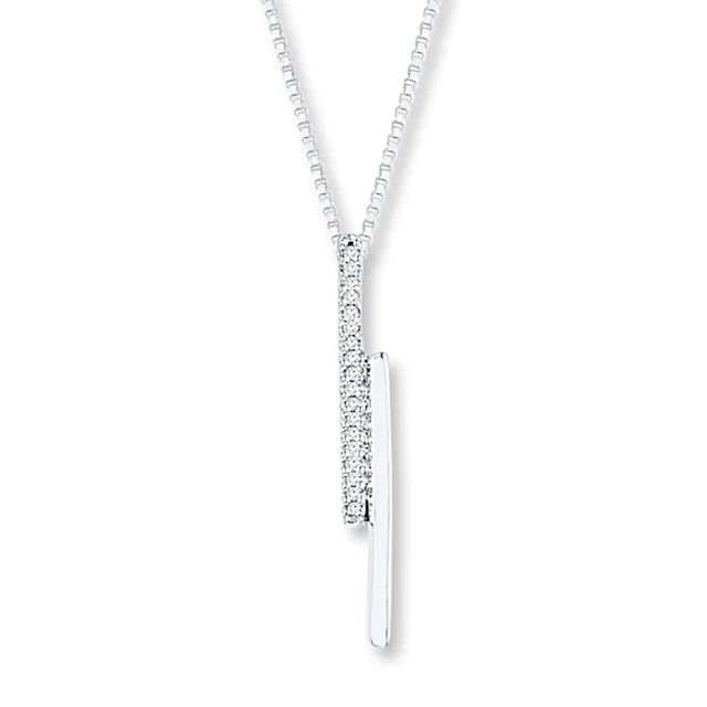 Bar Necklace 1/20 ct tw Diamonds Sterling Silver 18"