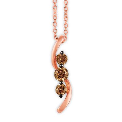 Le Vian Chocolate Diamonds Necklace 1/3 Carat tw 14K Strawberry Gold