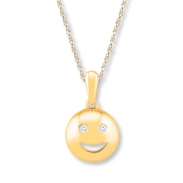 Smile Necklace Diamond Accents 10K Yellow Gold 18"