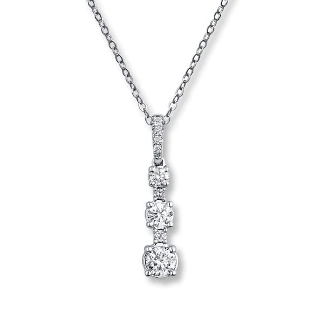 Diamond Necklace 1/2 ct tw Round-cut 10K White Gold 19"