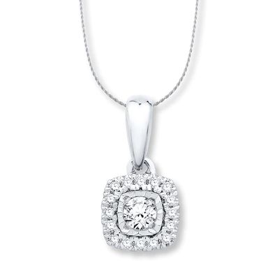 Diamond Necklace 1/8 ct tw Round-cut 10K White Gold 18"