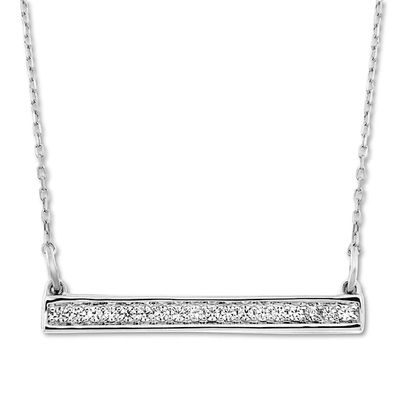"Faith" Diamond Bar Necklace 1/8 ct tw Sterling Silver