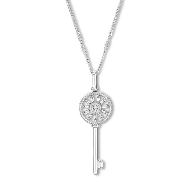 Emmy London Diamond Key Necklace 1/5 ct tw Sterling Silver 20"