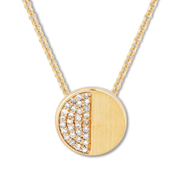 Diamond Circle Necklace 1/10 ct tw Round-cut 10K Yellow Gold 18"