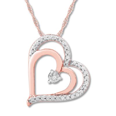 Kay Diamond Heart Necklace 10K Rose Gold 18"