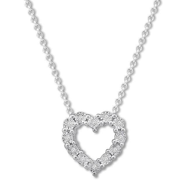Diamond Heart Necklace Sterling Silver