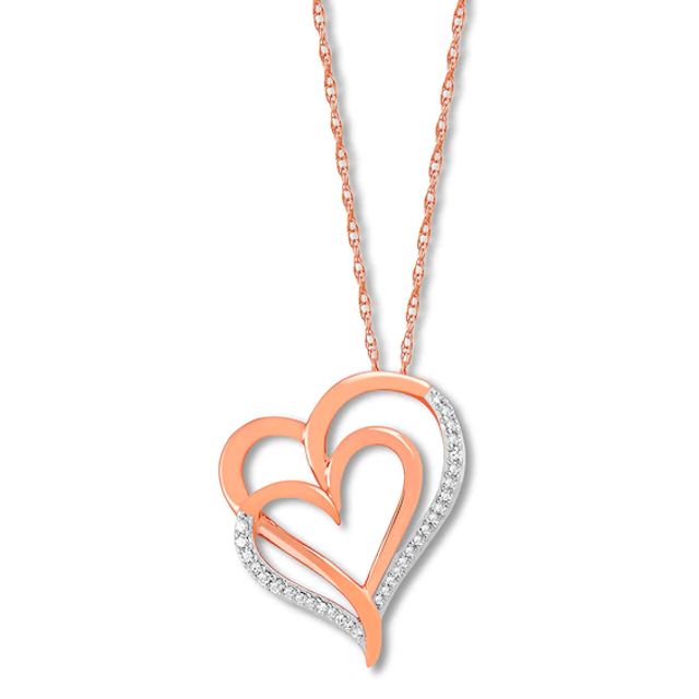 Diamond Heart Necklace 1/15 ct tw Round-cut 10K Rose Gold