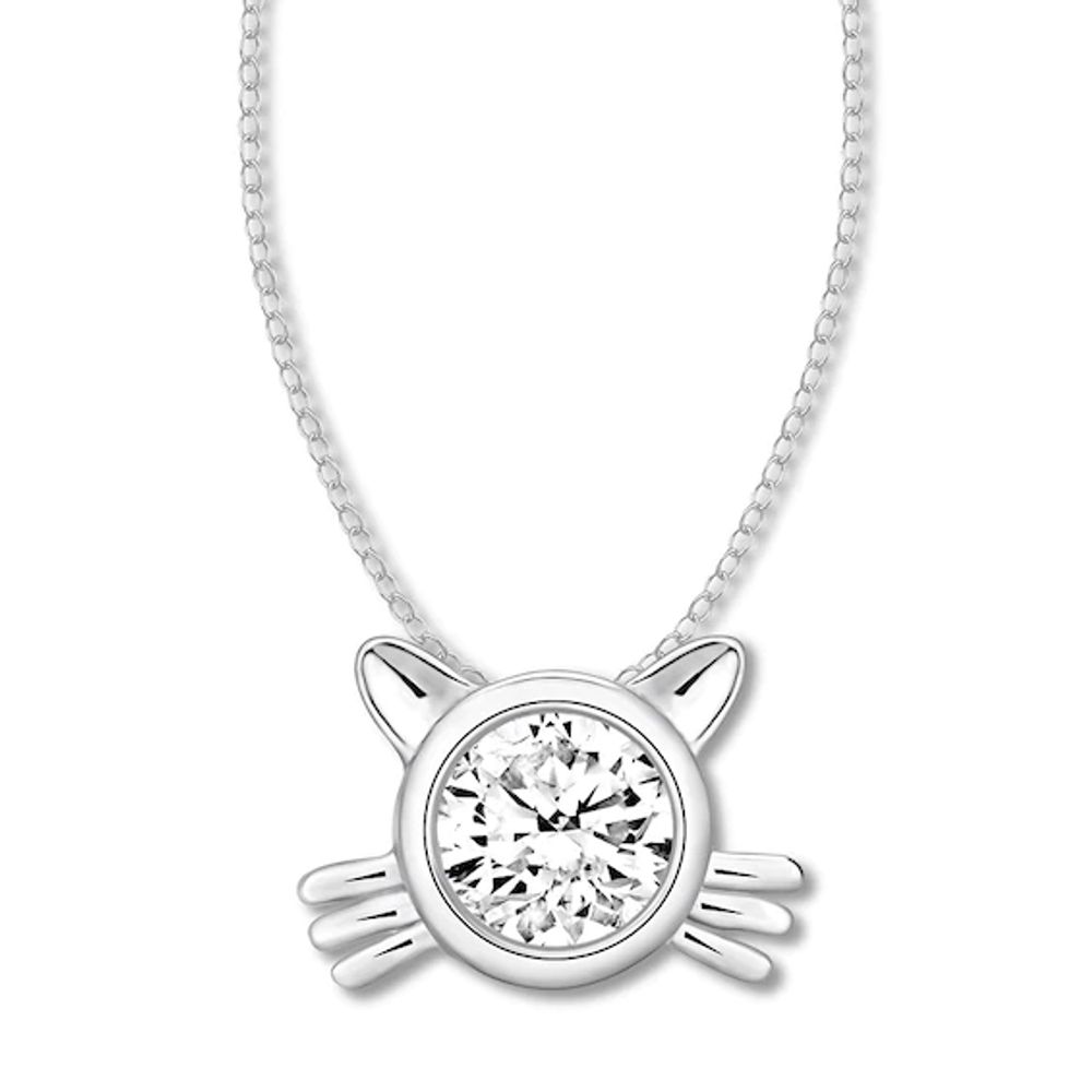 1/7 Ctw White Diamond 14kt Gold over Silver Cat Heart Pendant –  kidzcandesign.com
