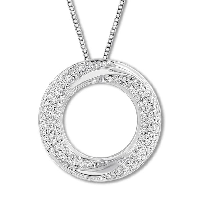 Kay Diamond Circle Necklace 1/6 Carat tw Round-cut 10K White Gold 18"