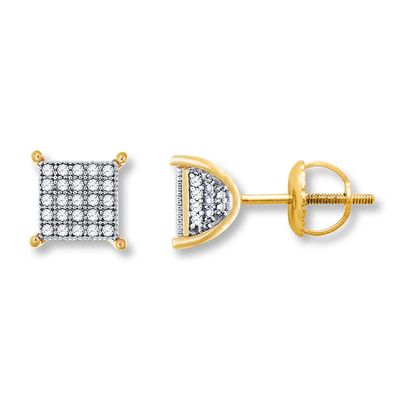 Kay Men's Diamond Earrings 1/4 ct tw Round-cut 10K Yellow Gold