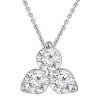 3-Stone Diamond Necklace 1 ct tw Round-cut 14K White Gold 18"