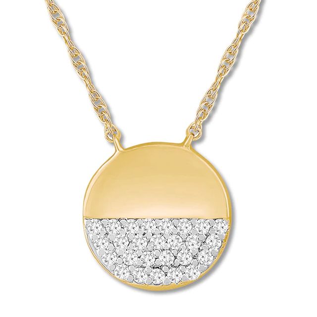 Diamond Circle Necklace 1/8 ct tw Round-cut 10K Yellow Gold 18"