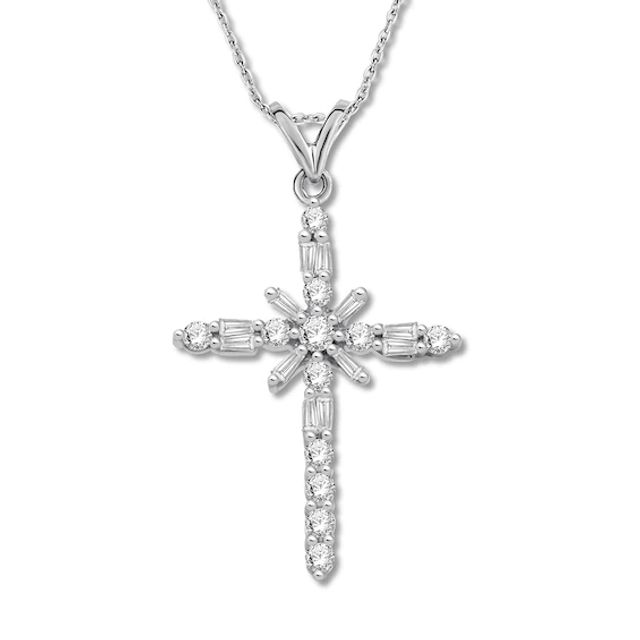 Lab-Created Diamonds by KAY Cross Necklace 1/3 ct tw 14K White Gold 18