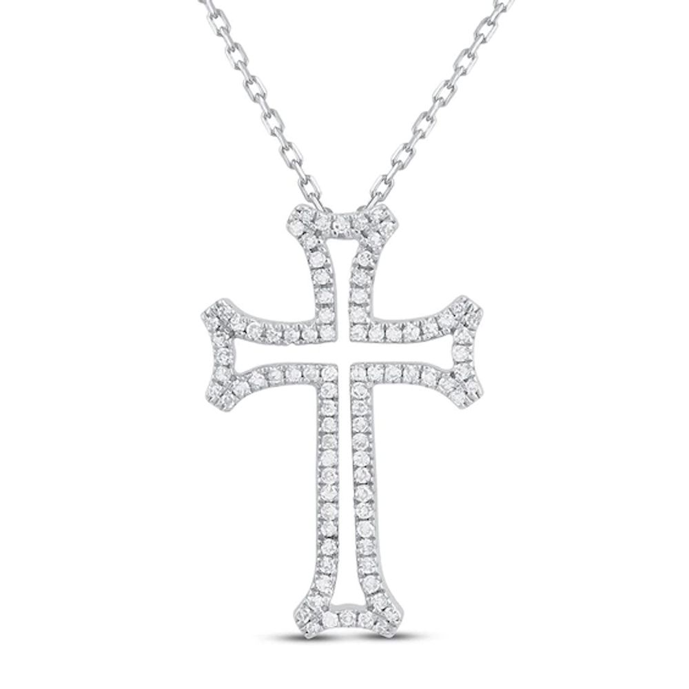 Kay Outlet Sideways Cross Necklace 1/15 ct tw Diamonds 10K White Gold 18