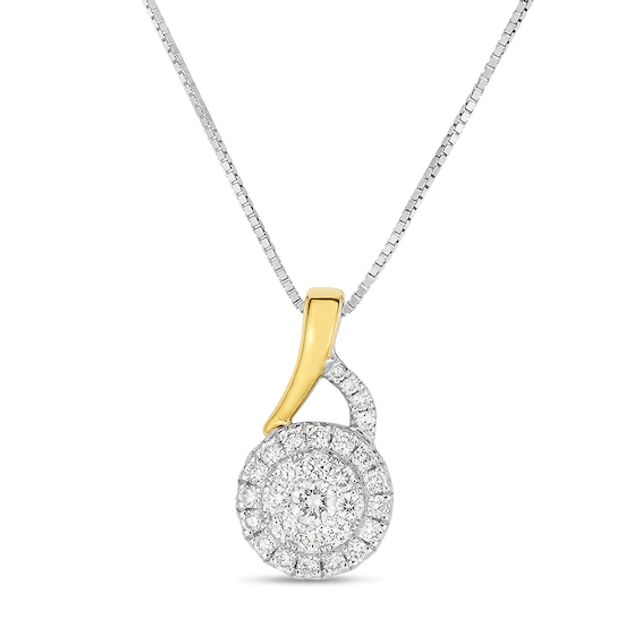 Diamond Necklace 1/4 ct tw Round-cut 10K Two-Tone Gold 18"