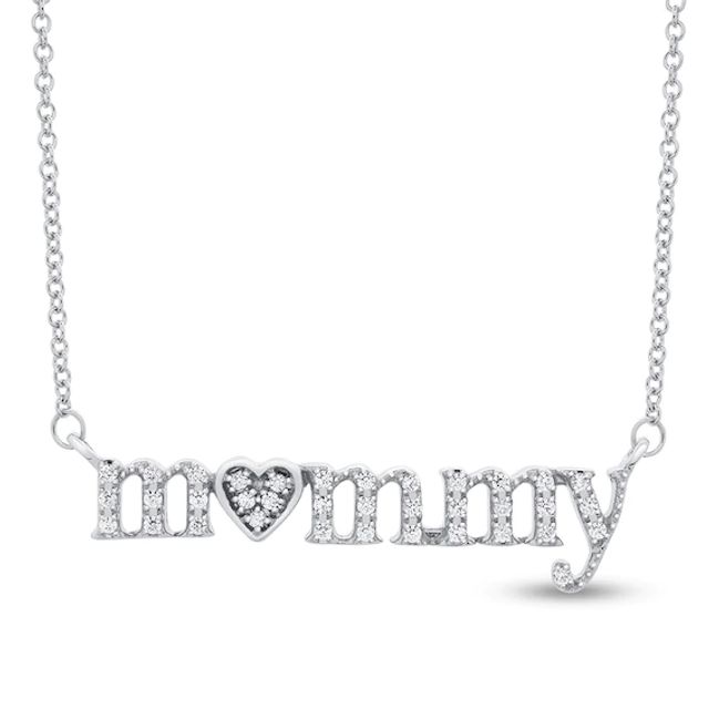 "Mommy" Necklace 1/6 ct tw Diamonds Sterling Silver 17"