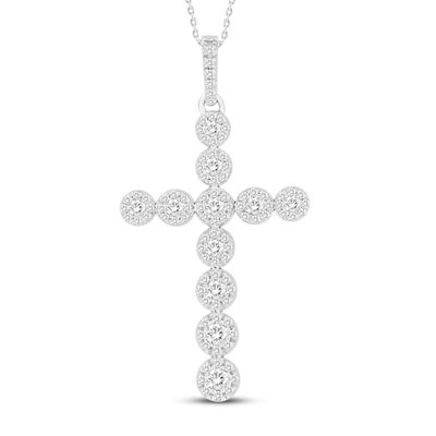 Kay Diamond Cross Necklace 1/2 ct tw Round-cut 10K White Gold 18"