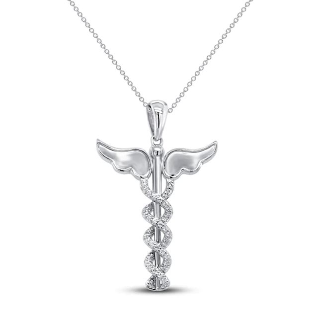 10K Yellow Gold Caduceus Angel Nursing Rn Registered Nurse Practitioner Charm  Necklace Pendant Career Professional Medical: 40436891287621