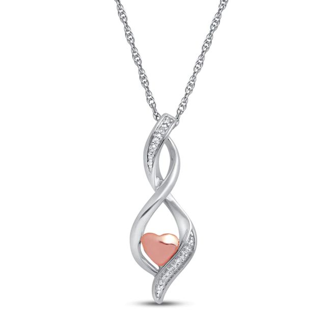 Kay Diamond Necklace 1/6 ct tw Sterling Silver/10K Rose Gold 18"