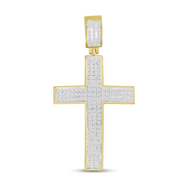 Men's Diamond Cross Pendant 1/2 ct tw Round-cut 10K Yellow Gold