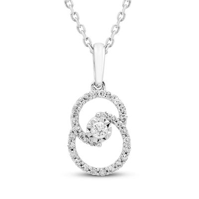 Encircled by Love Diamond Necklace 1/8 ct tw Round-Cut Sterling Silver 18"