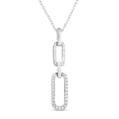 Kay Diamond Paperclip Necklace Sterling Silver 18"