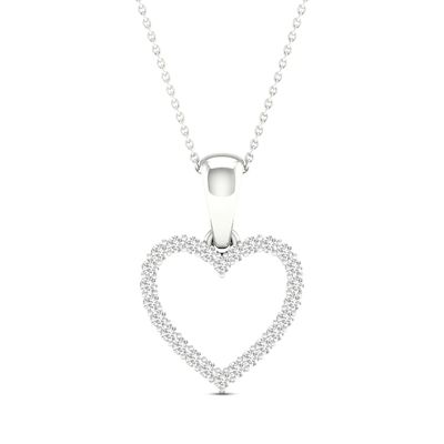 Kay Diamond Heart Necklace 1/10 ct tw Round-Cut 10K White Gold 18"