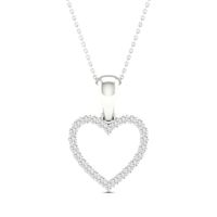 Diamond Heart Necklace 1/10 ct tw Round-Cut 10K White Gold 18"