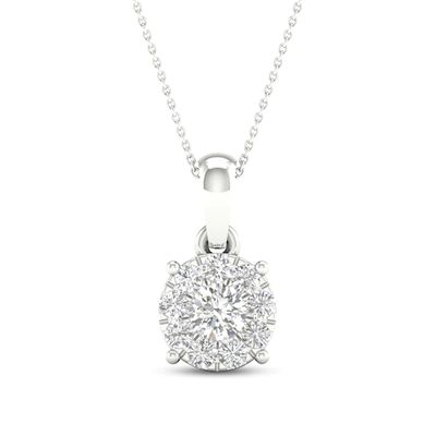 Kay Diamond Halo Necklace 1/4 ct tw Round-Cut 10K White Gold 18"