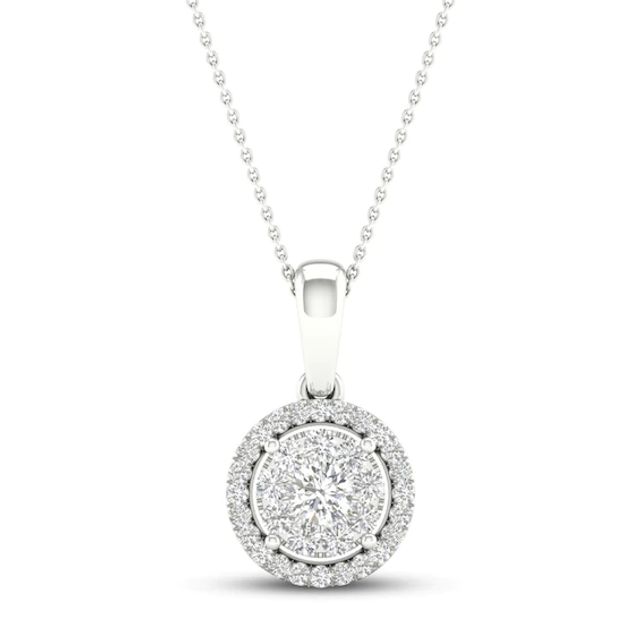 Kay Multi-Diamond Necklace 1/4 ct tw Round-Cut 10K White Gold 18"