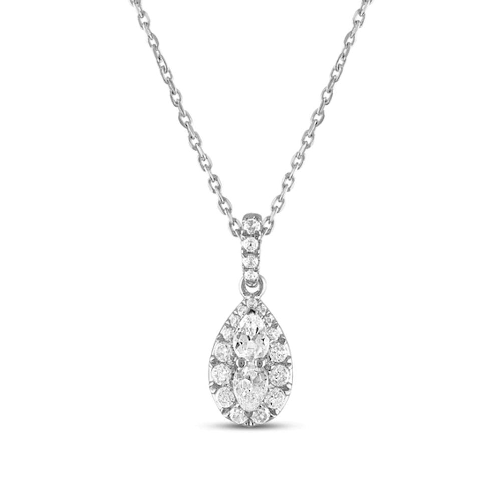 Diamond Necklace/Earrings Boxed Set 1 ct tw 10K White Gold 18