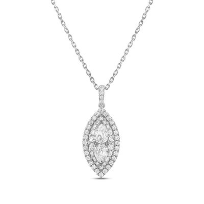 Forever Connected Diamond Necklace 1 ct tw Pear & Round-cut 10K White Gold 18"