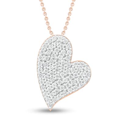Diamond Heart Lock Necklace 1/8 ct tw Round-cut Sterling Silver 18