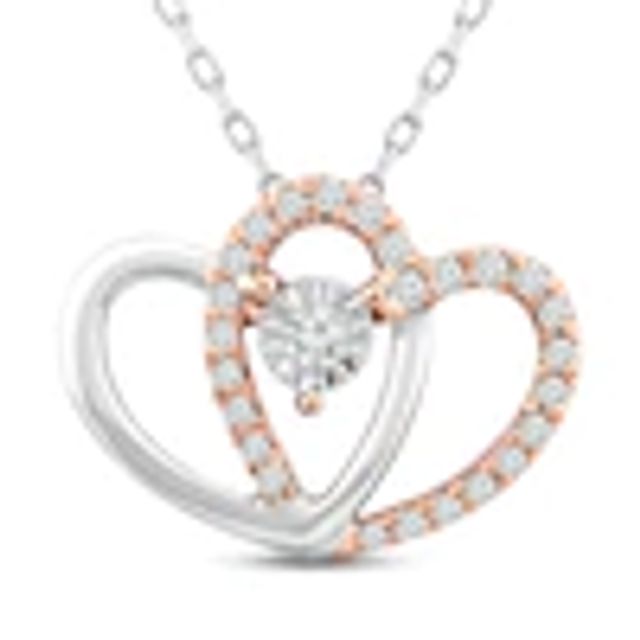 Kay Two as One Diamond Heart Necklace 1/10 ct tw Round-Cut 10K Two-Tone Gold 18"