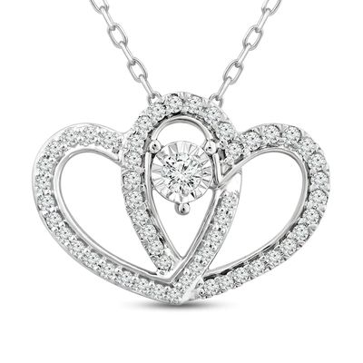 Diamond Heart Necklace 1/4 ct tw Round-Cut 10K White Gold 18"