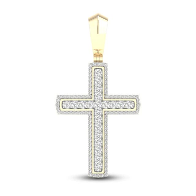 Men's Diamond Cross Pendant 2 ct tw Round-cut 10K Yellow Gold