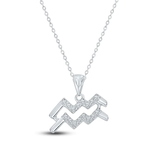 Garnet Zodiac Aquarius Necklace Sterling Silver 18